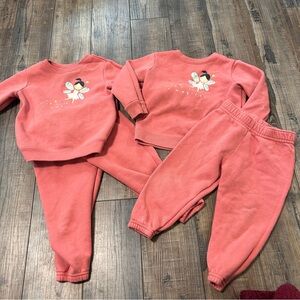 Twin Girls Garanimals Pink Sweatsuit Set With Fairy Size 18-24 Months